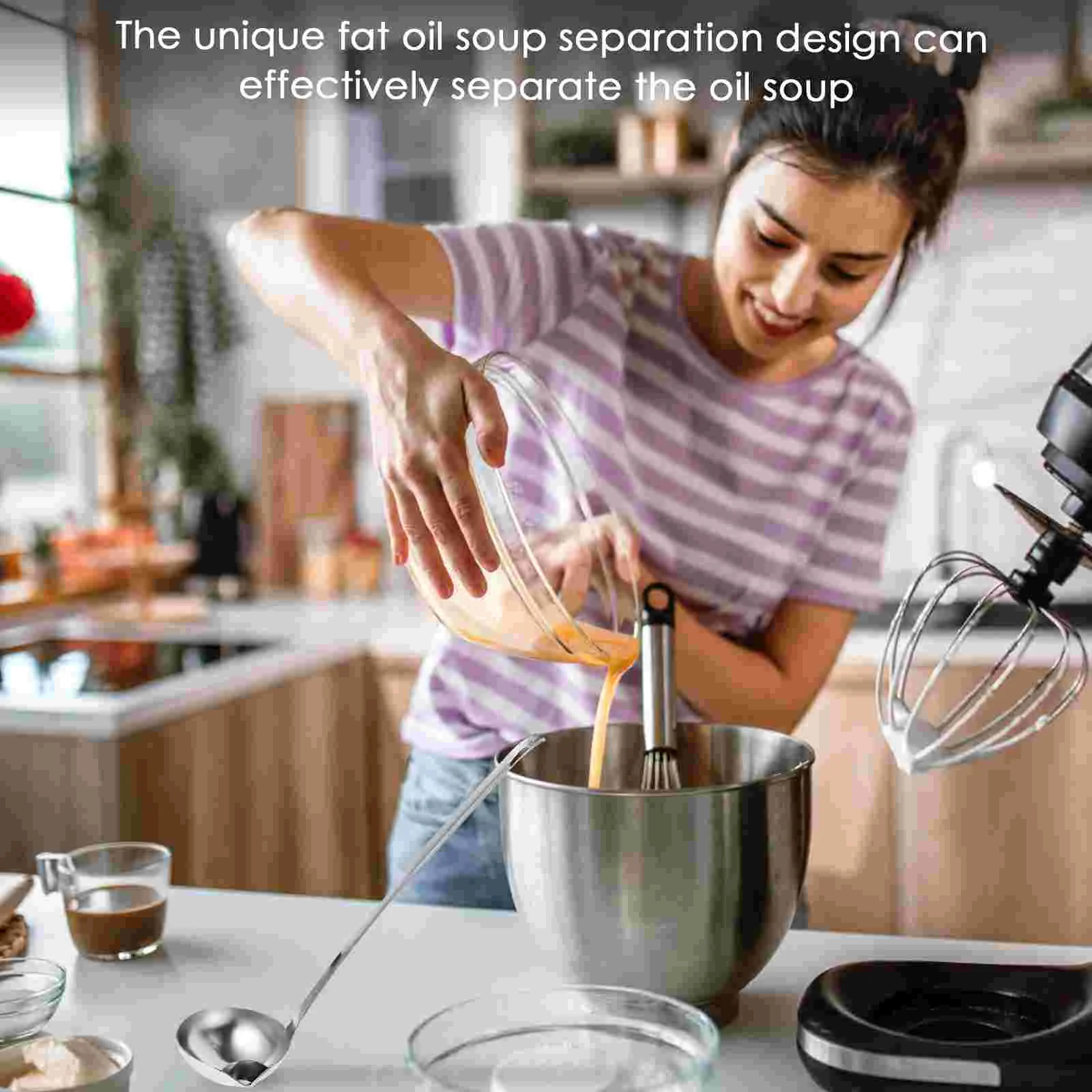 Separate Grease Spoon Ladle Oil Filter Soup Spoons Gold Fryer Kitchen Colander Stainless Steel