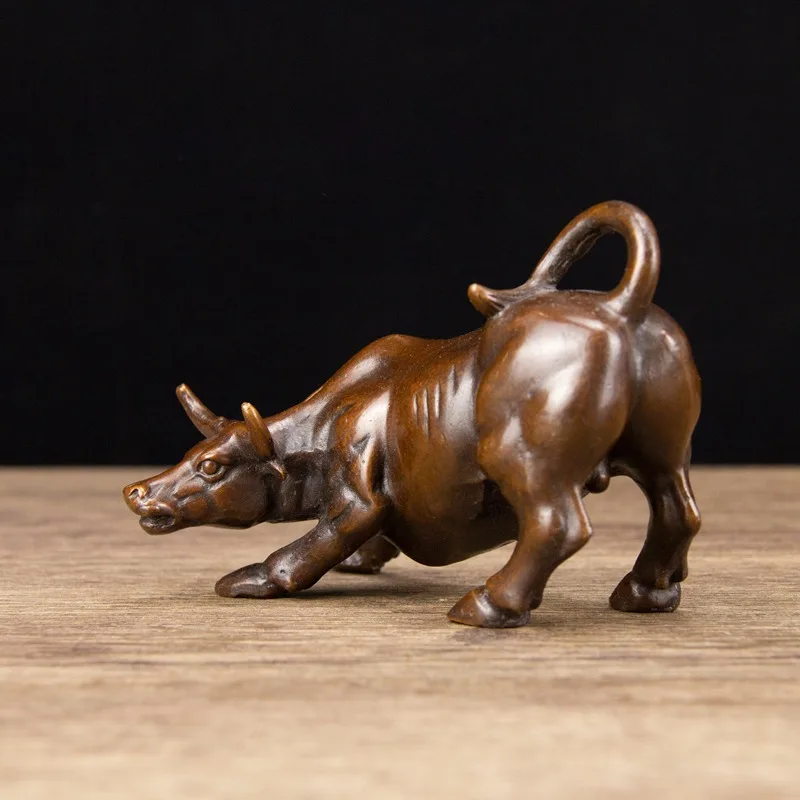 Wall Street Bronze fengshui wealth Fierce Bull OX Statue Metal crafts family decorations home decor 2