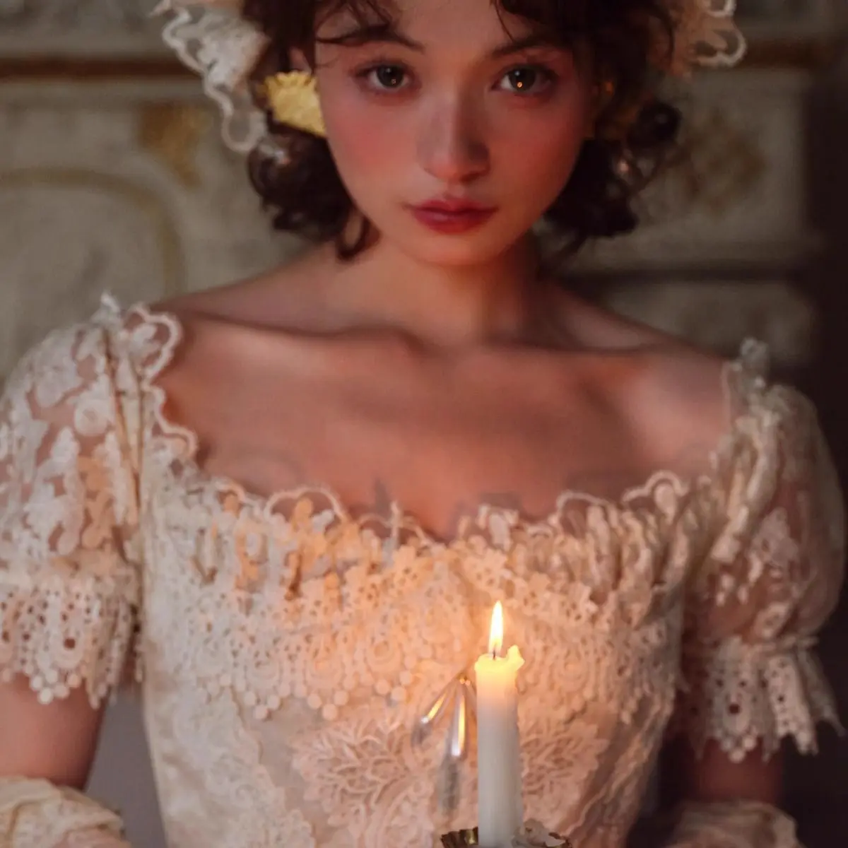 French Court Heavy Industry Lace Fishbone Dress Light Wedding Lolita