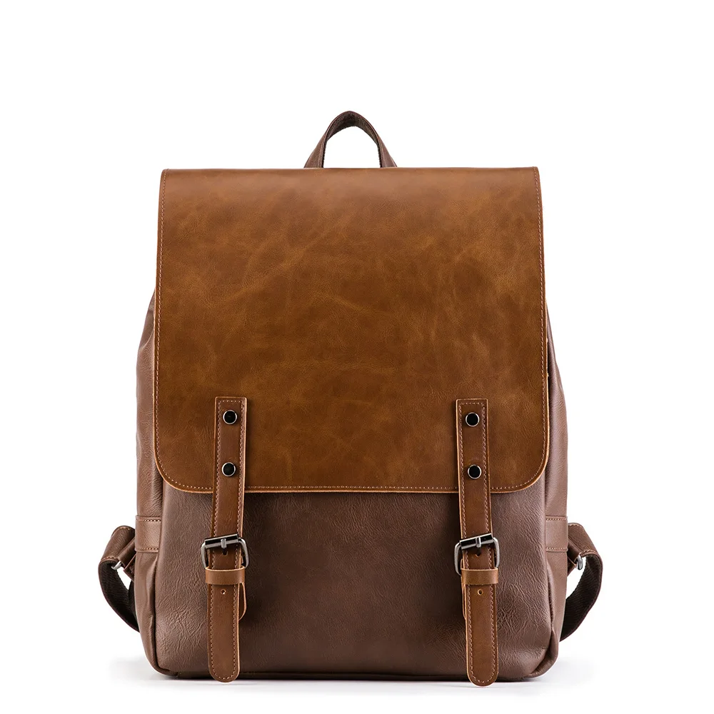 

Leather Men Laptop Bags Korean Style Men Backpacks Retro Travel Bag Men‘s School Bag Male Backpacks
