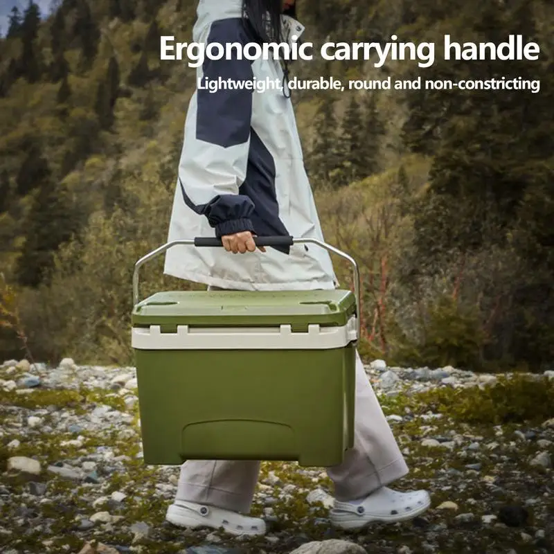 Insulated Ice Chest Insulated Chest Cooler For Outdoor 26L Impact-Resistant Travel Cooler Box For Camping Outdoor Self-Driving
