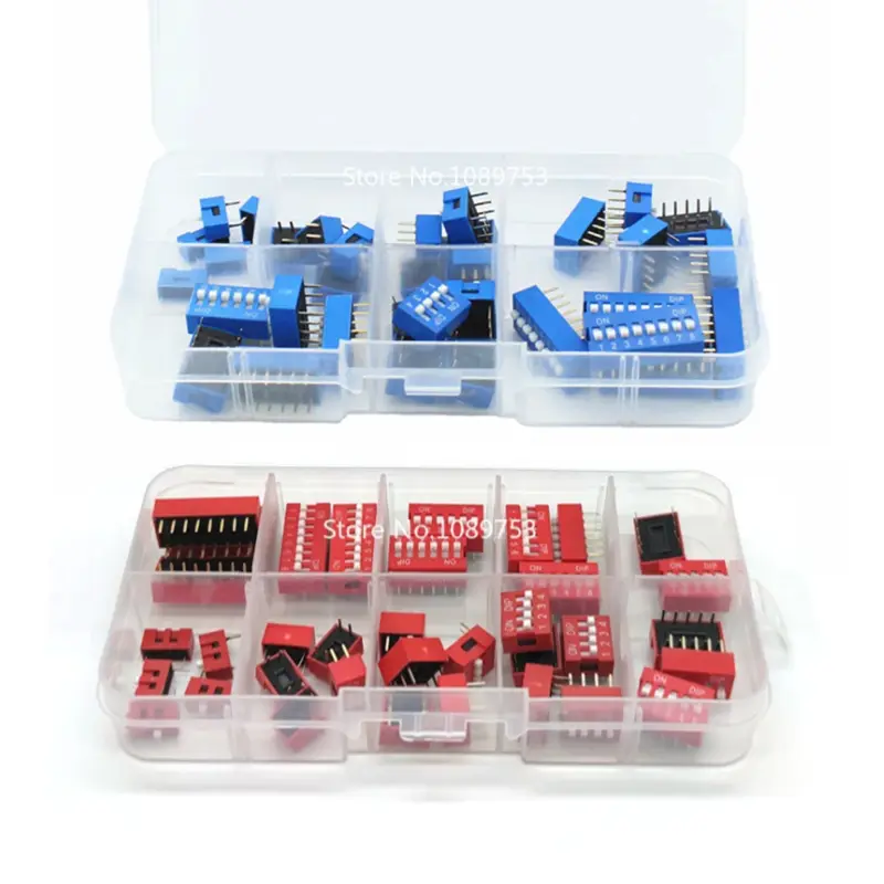 35PCS/LOT Dip Switch Kit In Box 1 2 3 4 5 6 8 Way 2.54mm Toggle Switch Snap Switches Mixed Kit Each 5PCS Combination Set image 1
