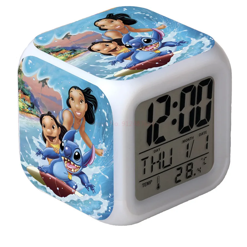 Star Baby Colorful Alarm Clock Led Stitch Cartoon Simple Fashion Cute Clock  Birthday Gift