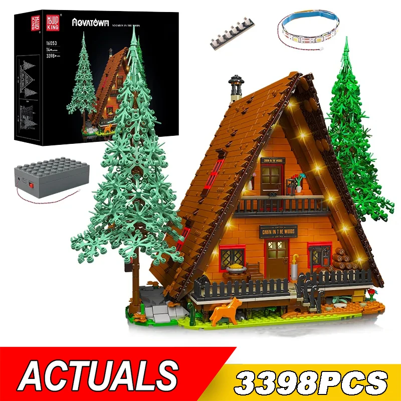

MOULD KING 16053 A-Frame домик в лесу строительный блок MOC рождественские подарки кирпичи со светодиодными деталями модели игрушки для детей Рождество
