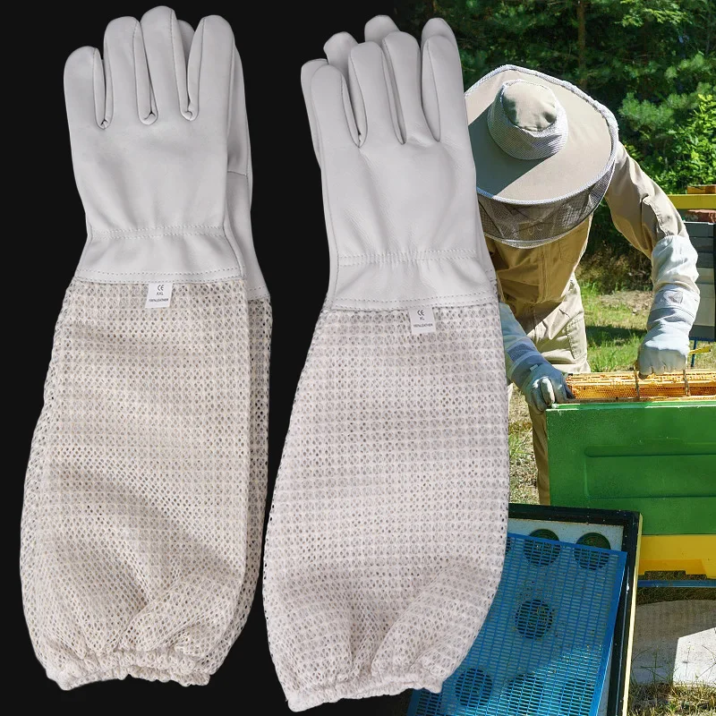 1 Pair Breathable Ultra Mesh Beekeeping Gloves Bee Clothing Accessories Beehive Gloves Bee Farm Supplies Beekeeping Tools