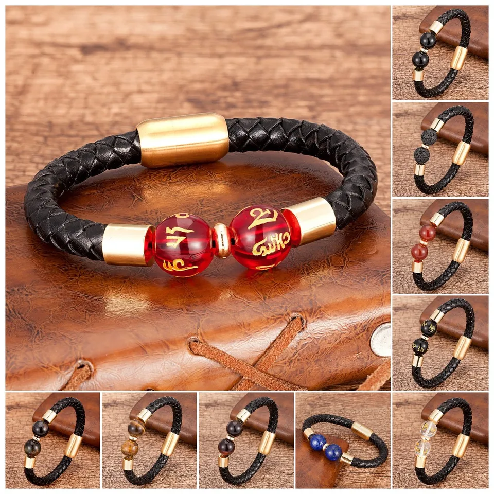 Jeweidea - Pulsera De Cuero Personalizada Con Cuentas De