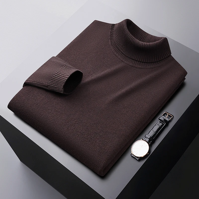 Winter thermal turtleneck sweater men's elastic cold-resistant clothes fashionable simple casual pure color all-matching sweater 4