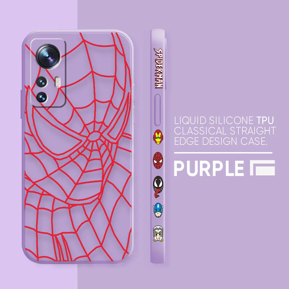 thumbnail image 1 of Case For Xiaomi 13 12 12S 11 11T 10 10S 9 9SE 8 8SE Pro Ultra Lite Colour Simple Liquid Silicone Case Marvel Spider-Man RED Line, 1 of 5