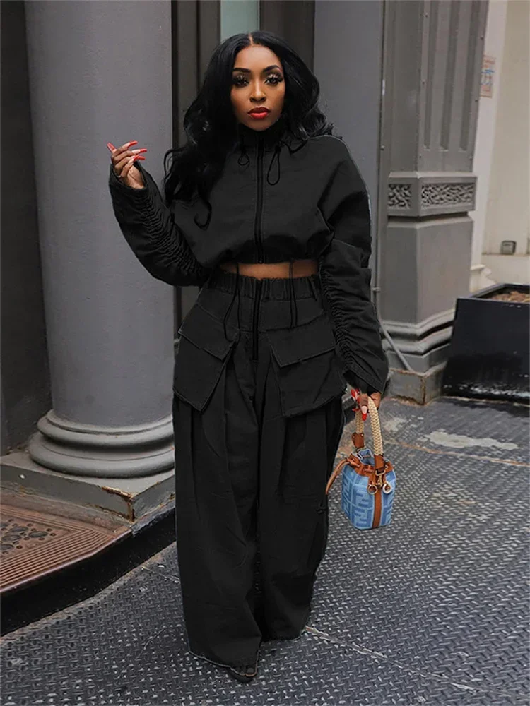 Wmstar Jeans Women High Waist Denim Bottom Boy Friend Straight Cargo Pockets Zip Pants Korean Streetwear Wholesale Dropshipping