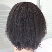 Noir naturel # 1B Jet Black # Perruque V U Part en cheveux humains 100% vierges Remy brésiliens, bouclés afro crépus 4C, pour femmes noires 3