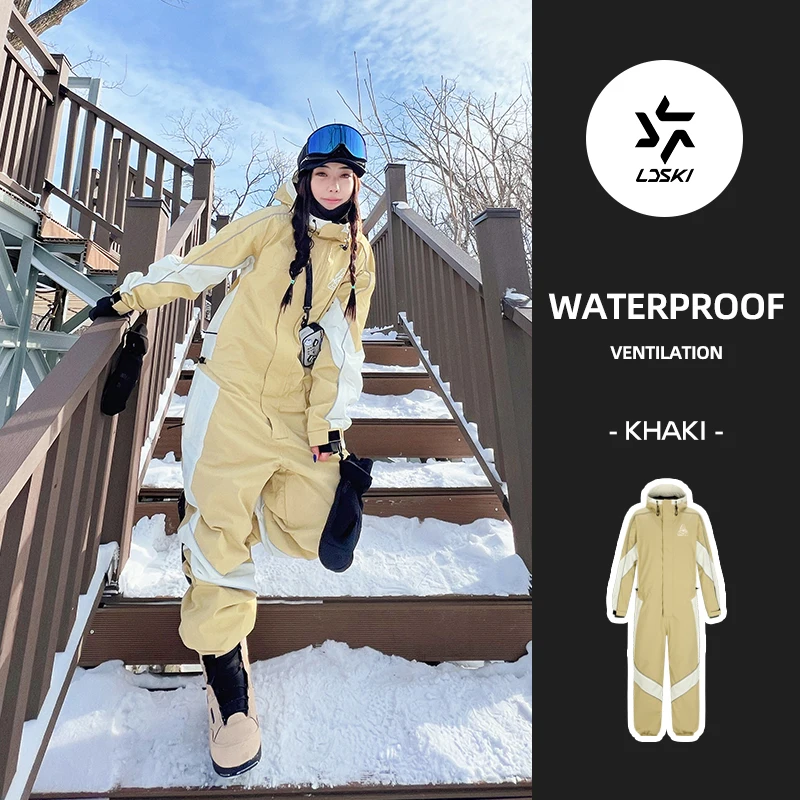 LDSKI One Piece Ski Suit Women Men Jumpsuit Waterproof