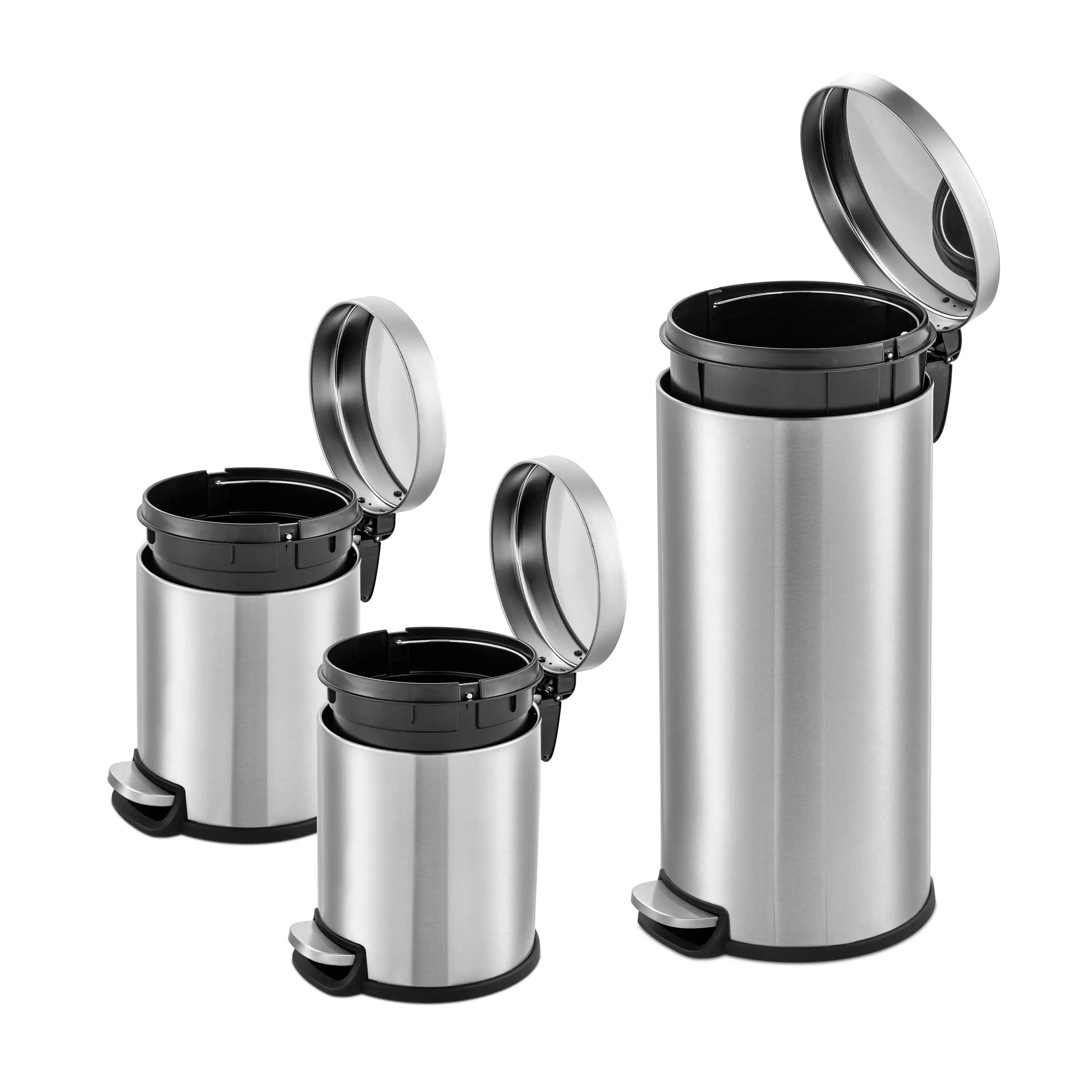 

8 gal + Two 1.3 gal Bathroom and Kitchen Trash Cans Round Step Can Combo