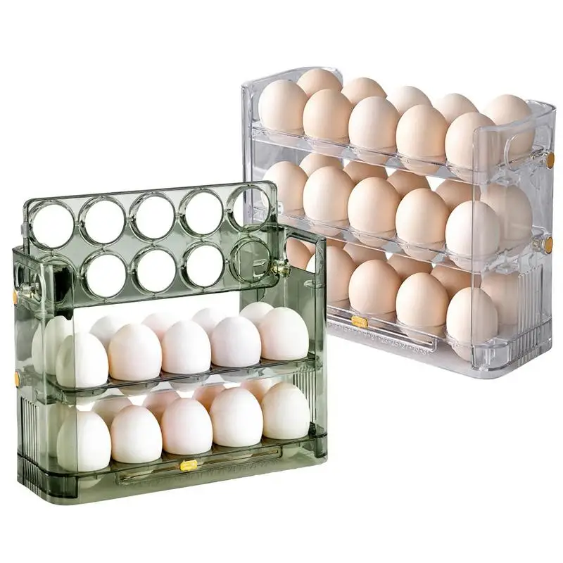

Fridge Egg Storage Box Holder With Date Dial Auto Scrolling Design Store 30 Eggs Refrigerator Egg Storage Container Organizer