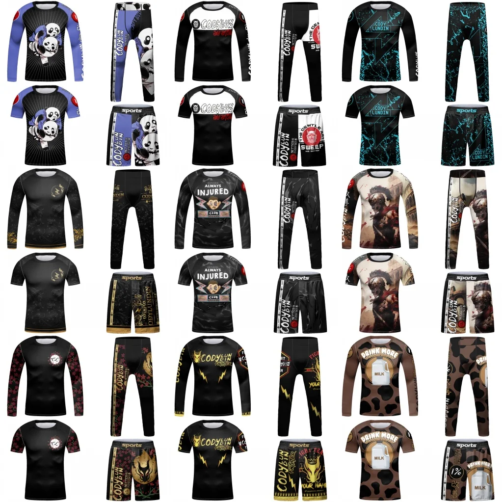 Kid MMA Boxing Set Muay Thai Jiu jitsu Clothing Basketball Sportswear BJJ Gi Rashguard Kickboxing Boy Children Running Tracksuit