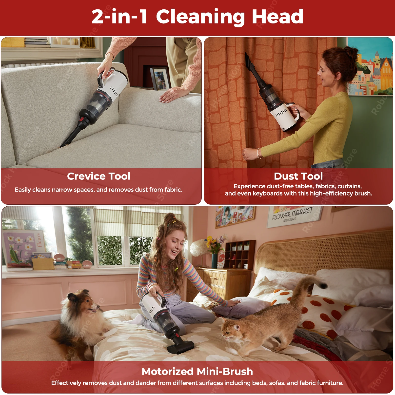 Беспроводной пылесос Roborock Dyad Pro Combo 5-в-1, мощность всасывания 17000 Па, с моторизованной мини-щеткой, чистящая насадка 2-в-1