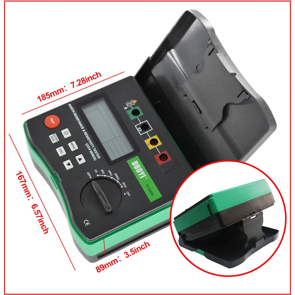 DY4300 Digital Earth Tester Ground Resistance Soil Resistivity Component Tester 0~20.99k&Omega;