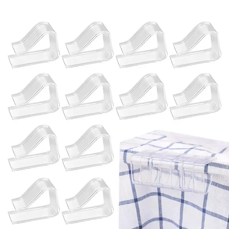 12pcs Tablecloth Clips Holders Transparent Holder Clips Windproof Table Cover Clamps Restaurant Party Wedding Graduation