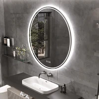 LED Bathroom Mirror Round 600/800mm Illuminated Dimmable Backlit Lighted Wall Vanity Mirror Anti-fog Smart Makeup Shaving Mirror - Image 2