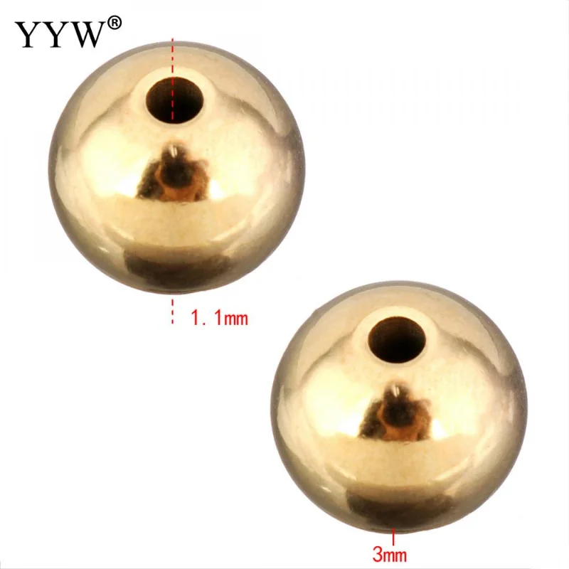 100pcs/Lot Stainless Steel Beads Hole Ball Gold Color Plated For Jewelry Marking Diy Beads Accessories For Necklace Bracele