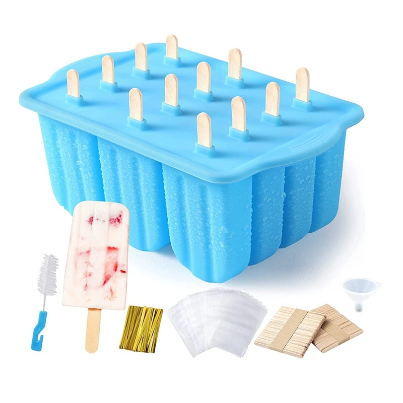 

Popsicle Molds Silicone BPA-Free, 12 Pieces Popsicle Trays For Freezer, Homemade Ice Cream Popsicle Molds