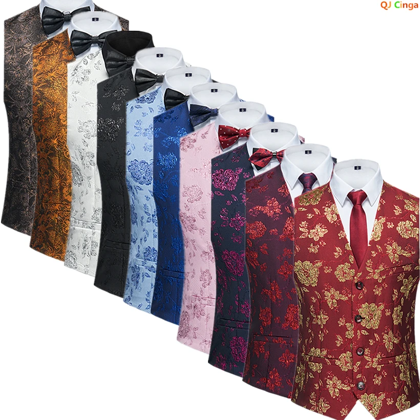 Gilets de costume rouge pour hommes, veste gilet à simple boutonnage sans manches à col en v, taille asiatique M-6XL, gilet de fête de mariage, bleu, blanc, noir
