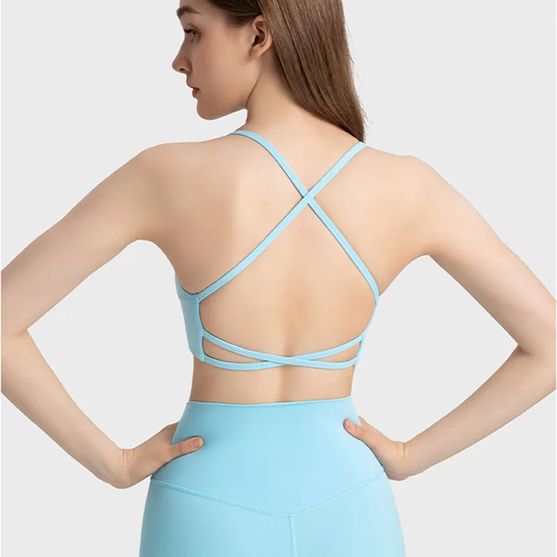 

Women Backless Sexiset Sports Bra Nylon Fitness Cropped Ladies Yoga Tops With Pads Workout Underwear Female Gym Clothing