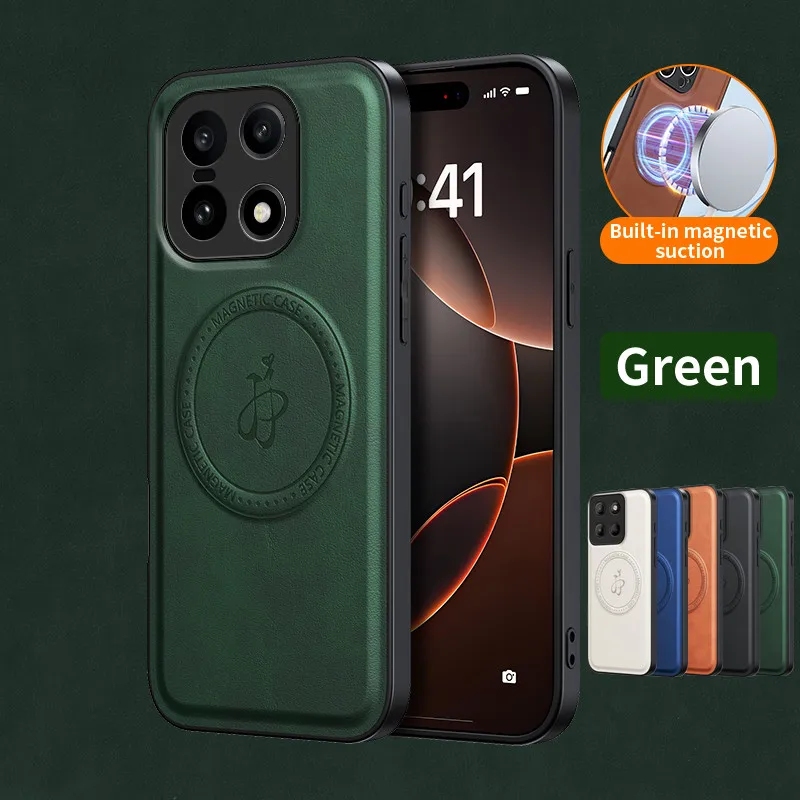 Leather PU Wireless Charging Magnetic Case - Protective Hard Back Cover