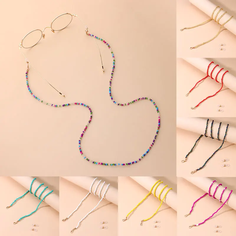 

Fashion Colored Mask Strap Beaded Glasses Chains Women Face Mask Lanyard Anti Slip Women's Neck Chain For Eyeglass Sunglasses