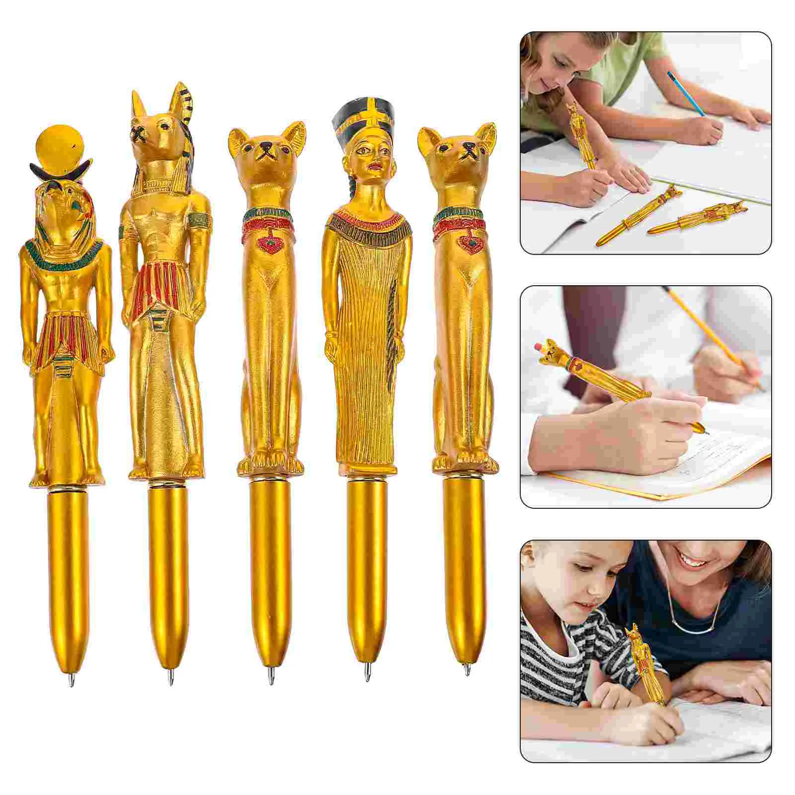 

Bulk 5 Pcs Ballpoint Pen Egyptian Shape Cute Ink Writing Pens Stationery Supplies Office Supply Gift Party Favors Random Pattern