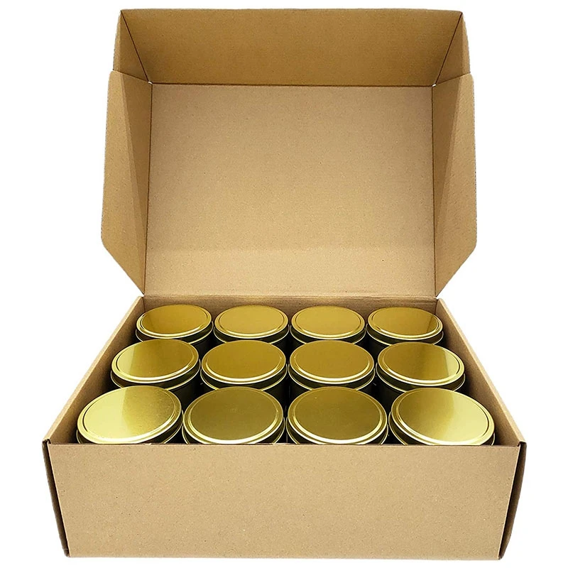 

Candle Tins 24 Piece 4Oz Metal Candle Containers for Making Candles Arts & Crafts Dry Storage Gold