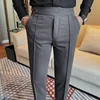 British Style Men's High Waist Casual Pants New Solid Color Naples Men Suit Pants Slim Fit Casual Business Formal Mens Trousers 1
