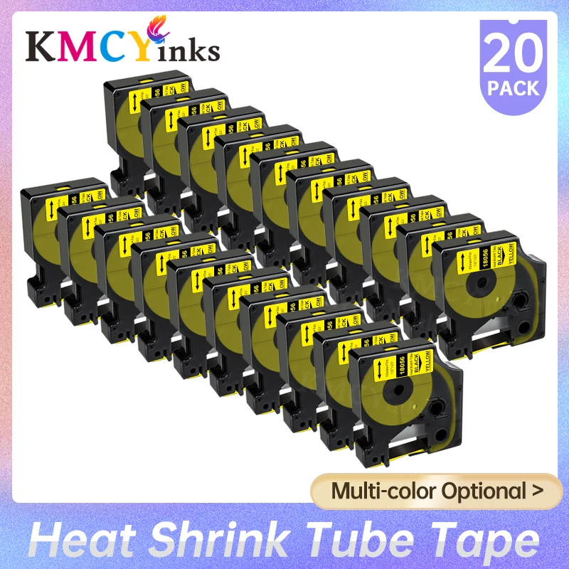 20Pk Tubi Termoretraibili 18055 18056 Sostituire Per Dymo Rhino Industrial Ind Heat Shrink Tubes Label Pinter Rhino 1000 4200