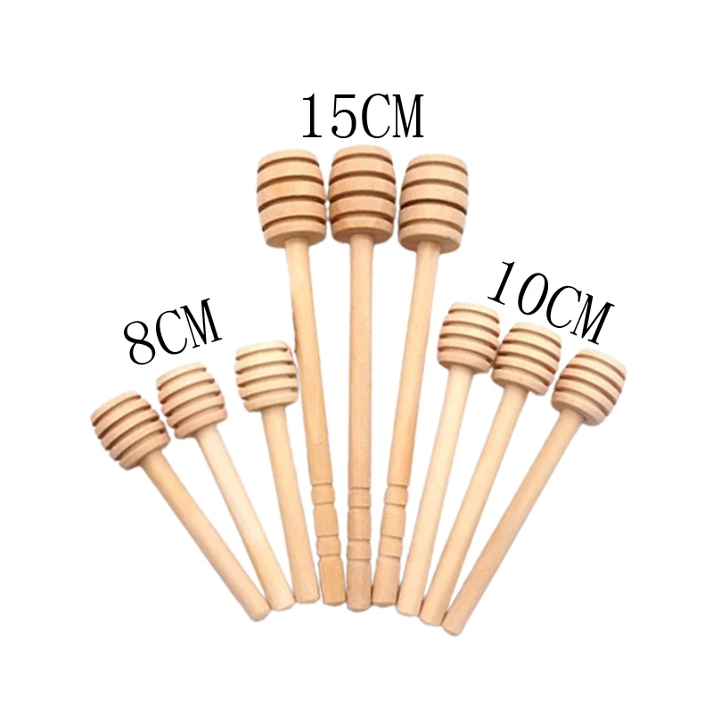 10pcs Mini Wooden Honey Dipper High Quality Honey Stir Bar Mixing Handle Jar Spoon Wooden Kitchen Utensils Tools wooden spoon