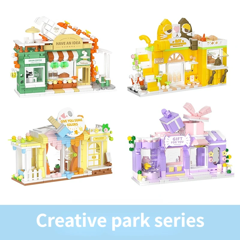 

Новый креативный конструктор «городская улица», Конструктор серии «уличный вид» для девочек, подарок на день Святого Валентина, игрушки