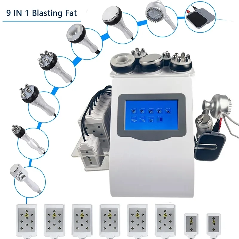 9 In 1 Vuoto Laser Radiofrequenza Rf 40K Cavi Lipo Dimagrante Liposuzione Ad Ultrasuoni Cavitazione Macchina Lifting Viso Forma Del Corpo