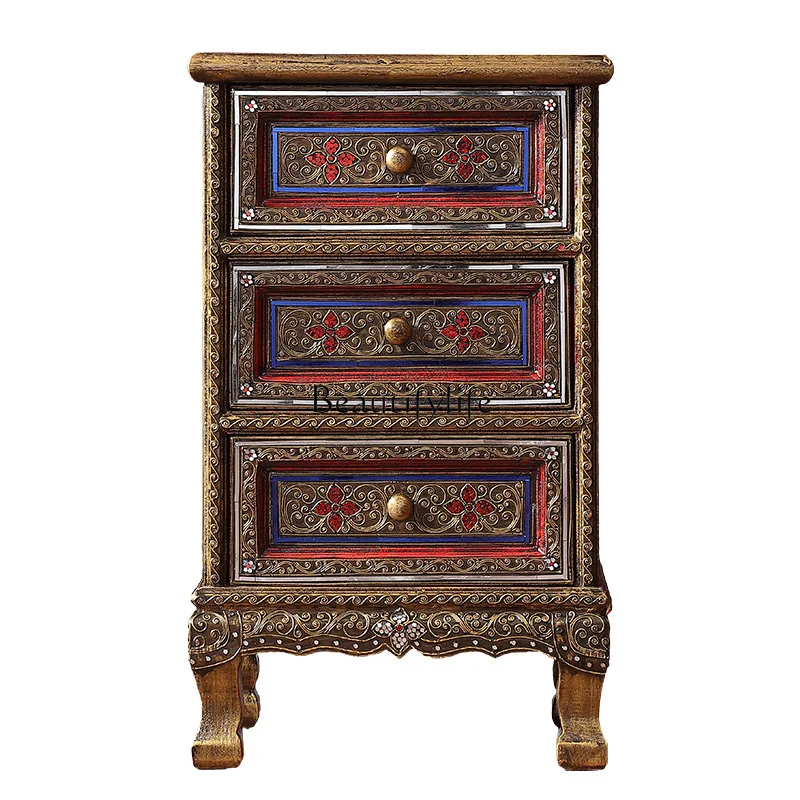 

Thailand Bedside Table Thai Southeast Asian Style Bedroom Storage Cabinet