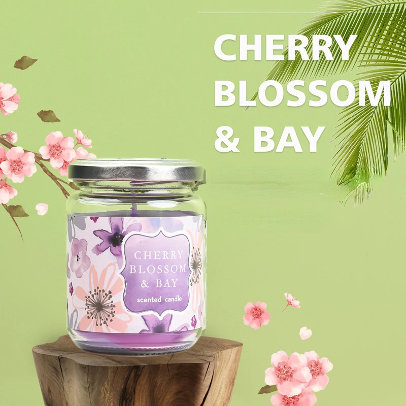 Soy Wax Glass Jar Scented Candle for Bedroom Ambience
