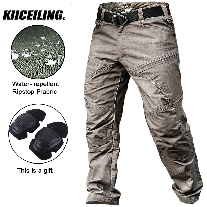 

KIICEILING KBZ, мужские брюки, тактические брюки, мужские брюки карго, джоггеры, уличная одежда, Рипстоп, черные камуфляжные, повседневные рабочие брюки