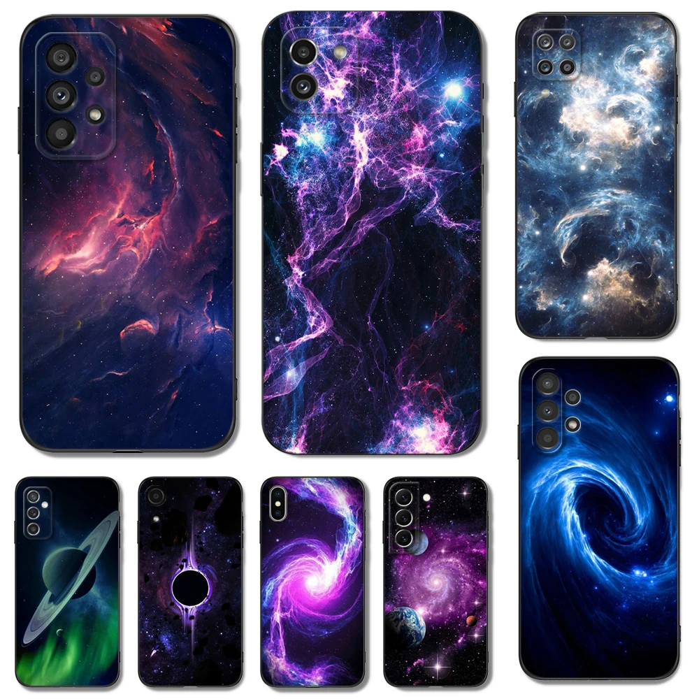 Custodia In Tpu Nero Per Samsung Galaxy S23 S22 S20 S21 Fe Plus Ultra + S10 E Lite Cover Cosmic Starry Sky