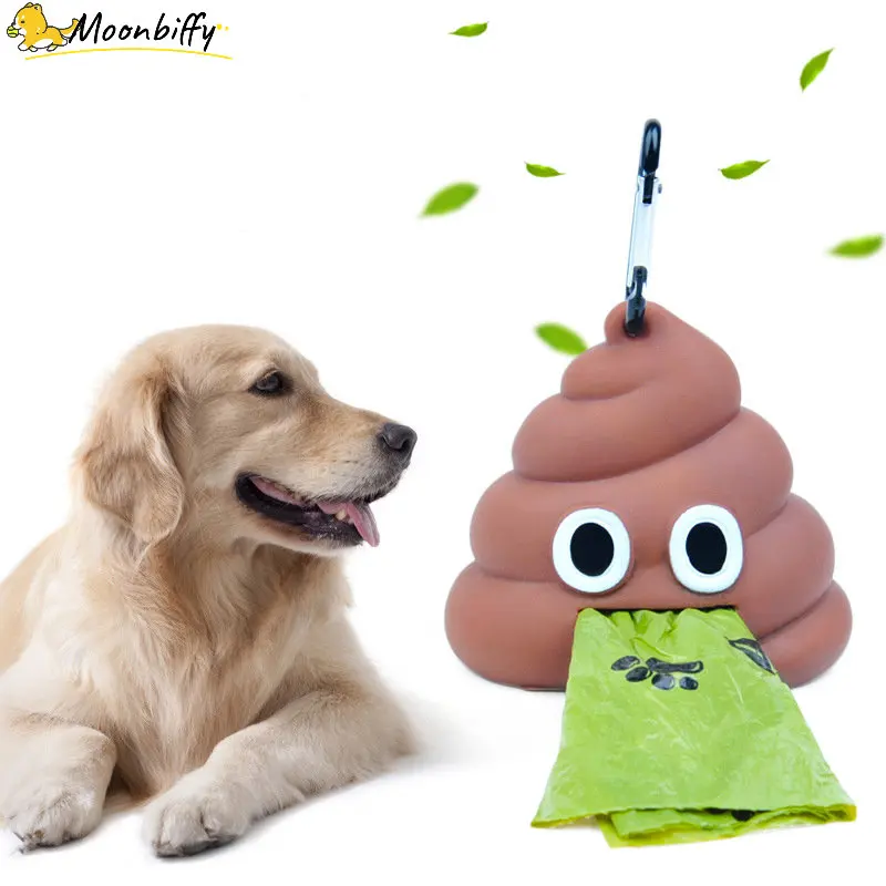 1pc Pet Poop Bag Shit shaped Dog Cat Waste Bags Portable Dog Poop Dispenser Holder Outdoor Pets