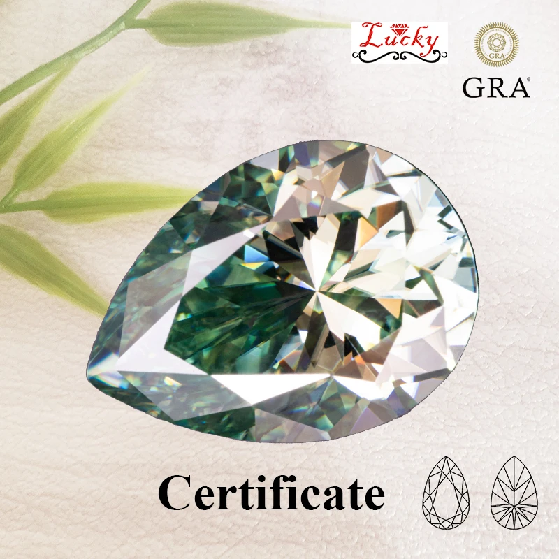 

Moissanite Pear Shape Natural Blue Green Color VVS1 Charms Beads for DIY Jewelry Making Necklace Materials with GRA Certificate