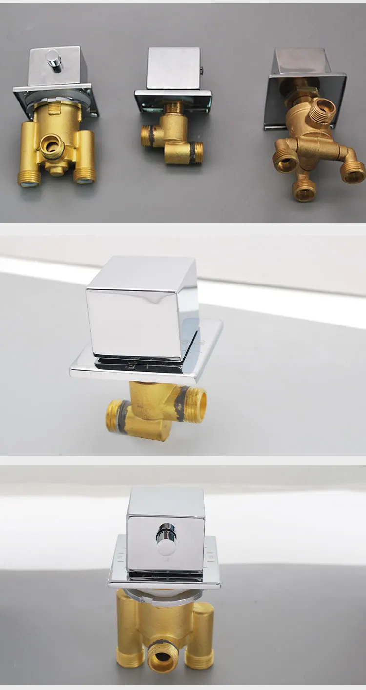 Description Picture 6 of itemSquare Thermostatic Bathtub Faucet Solid Brass Tub Faucet Mixer Waterfall Shower 2 Way Diverter Split 3 Piece Triple Handle