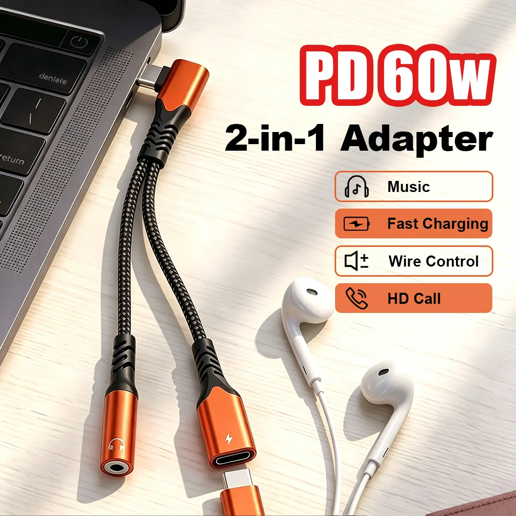 Dual-Function USB-C Audio and Fast Charging Adapter – 60W