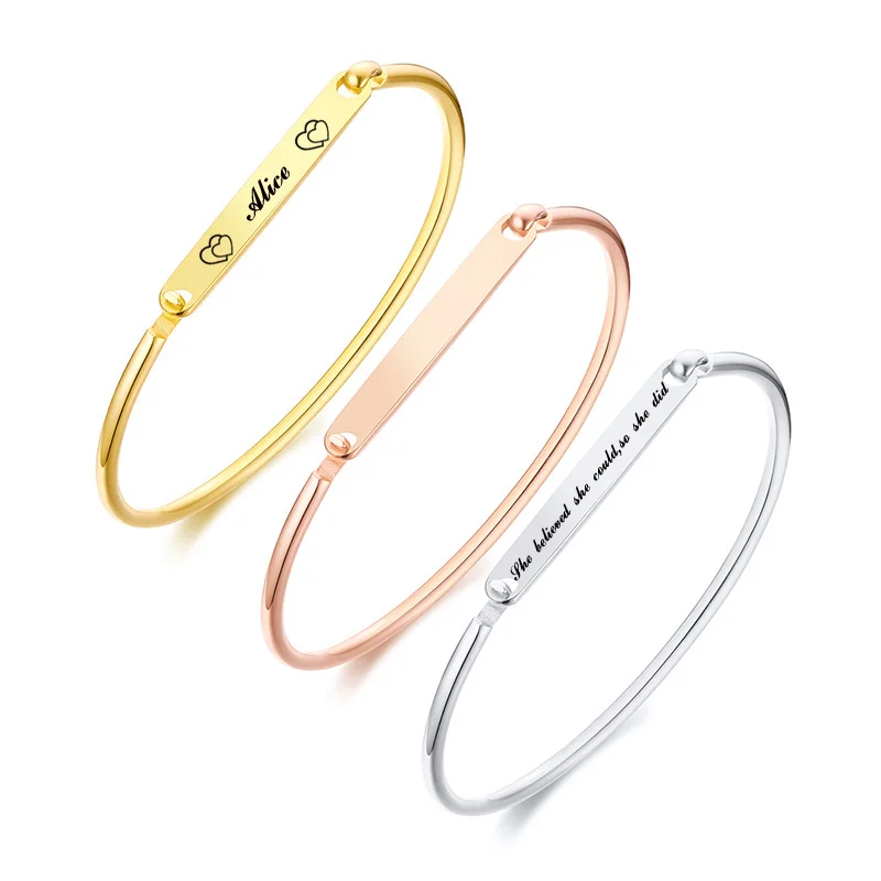 Браслет С Гравировкой Engraved Silver Bracelets Womens Custom