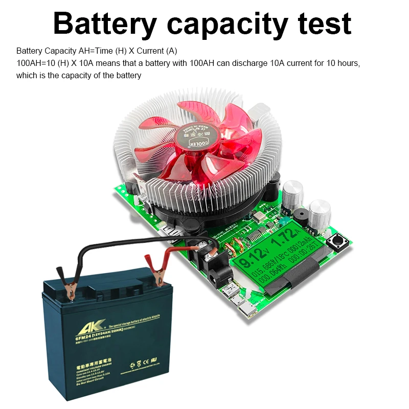 200V 150W Adjustable Constant Current Electronic Load Battery USB Tester DC 12V 24V Lead-acid lithium Discharge Capacity Meter 3