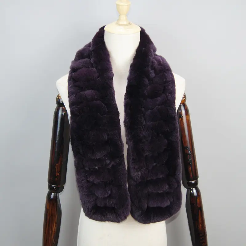 2026 New Arrivals Women Real Rex Rabbit Fur Scarf Lady Fashion Knitted Warm Soft Winter 100% Natural Real Rex Rabbit Fur Muffler - Image 13