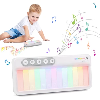 Rainbow Flashing Piano Toys Electronic Music Toys with 5 Instruments 13 Melody Portable Keyboard Toys Educational Toys for Kids