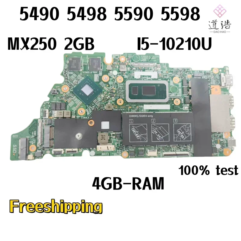 18778-1 For Dell Inspiron 5490 5498 5590 5598 Laptop Motherboard CPU:I3-10110U/I5-10210U GPU:MX250 2GB RAM-4GB DDR4 100% Work 4 18778-1 For Dell Inspiron 5490 5498 5590 5598 Laptop Motherboard CPU:I3-10110U/I5-10210U GPU:MX250 2GB RAM-4GB DDR4 100% Work - Image 2