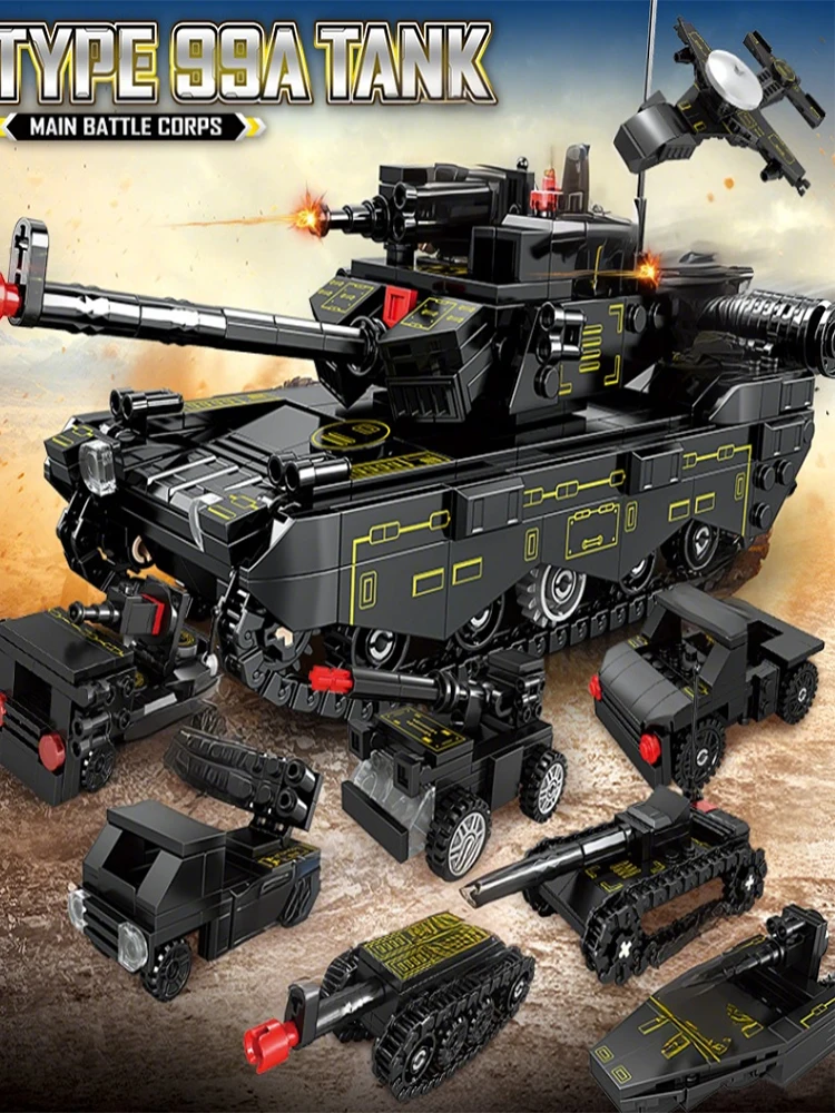 8 in 1 Tank Building Blocks WWII Military Model Kit Army Plane Truck Soldier Fig