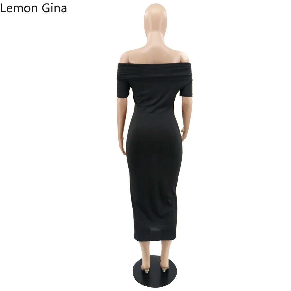 Lemon Gina Women Off Shoulder Butterfly Sleeve Bodycon Midi Short